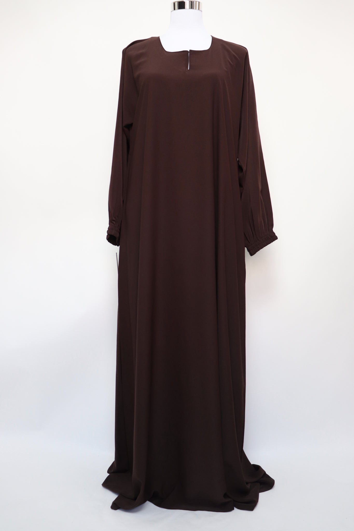 Classic Plain Everyday Cuffed Abaya - Choco Brown