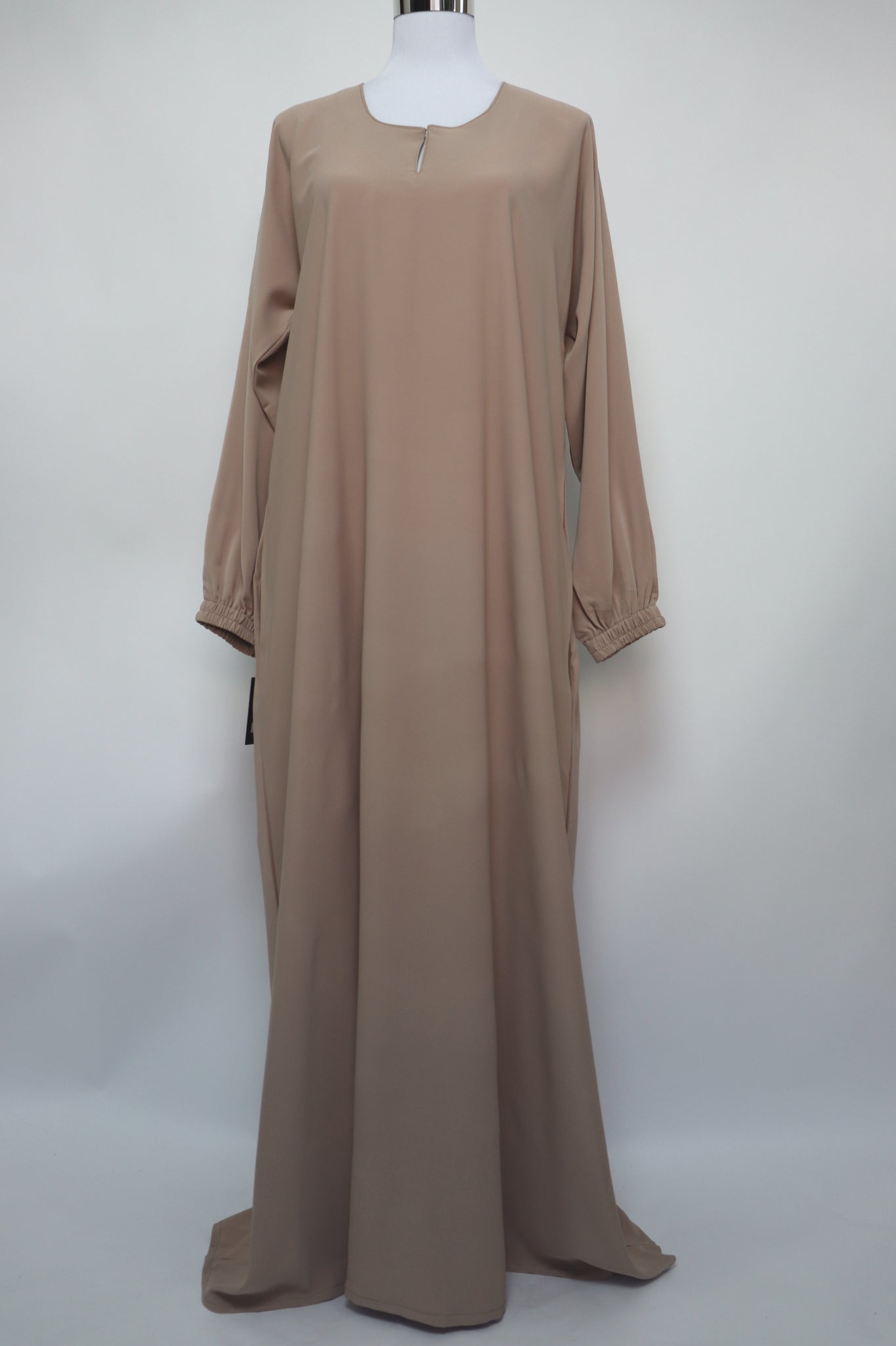 Classic Plain Everyday Cuffed Abaya - Almond