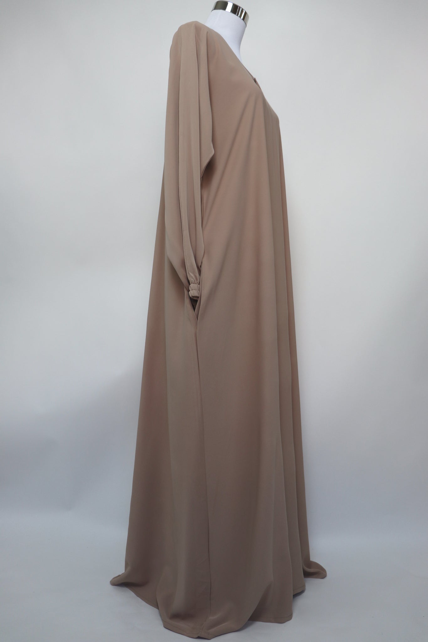 Classic Plain Everyday Cuffed Abaya - Almond