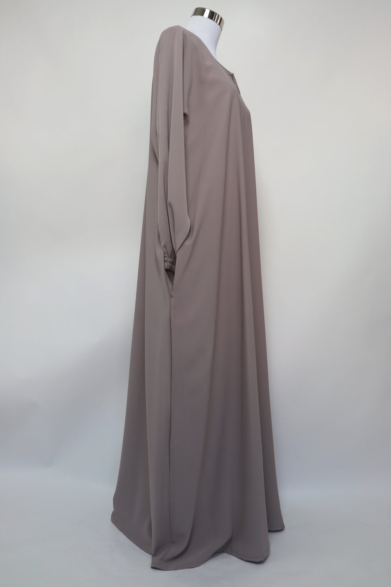 Classic Plain Everyday Cuffed Abaya - Light Taupe