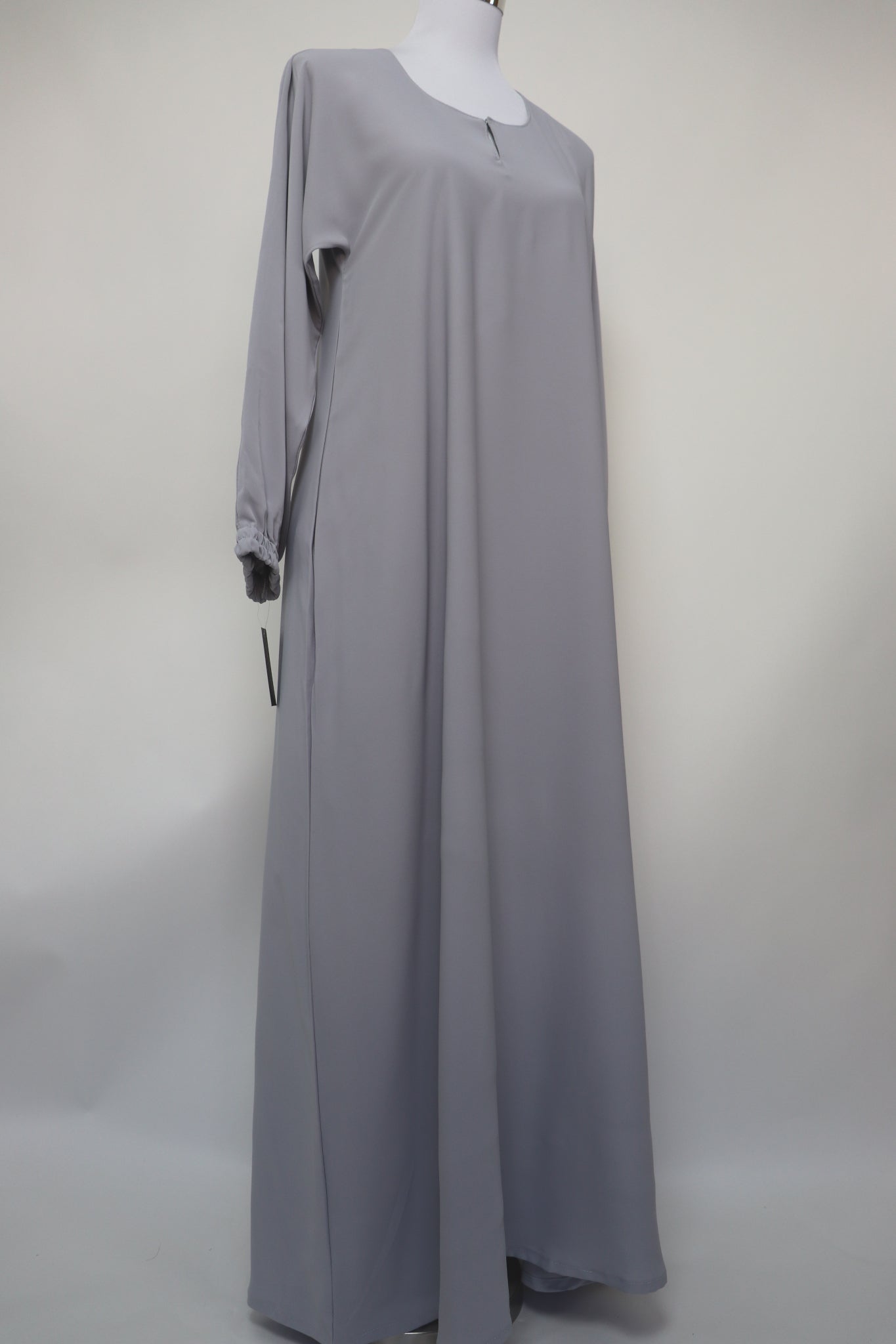 Classic Plain Everyday Cuffed Abaya - Light Gray