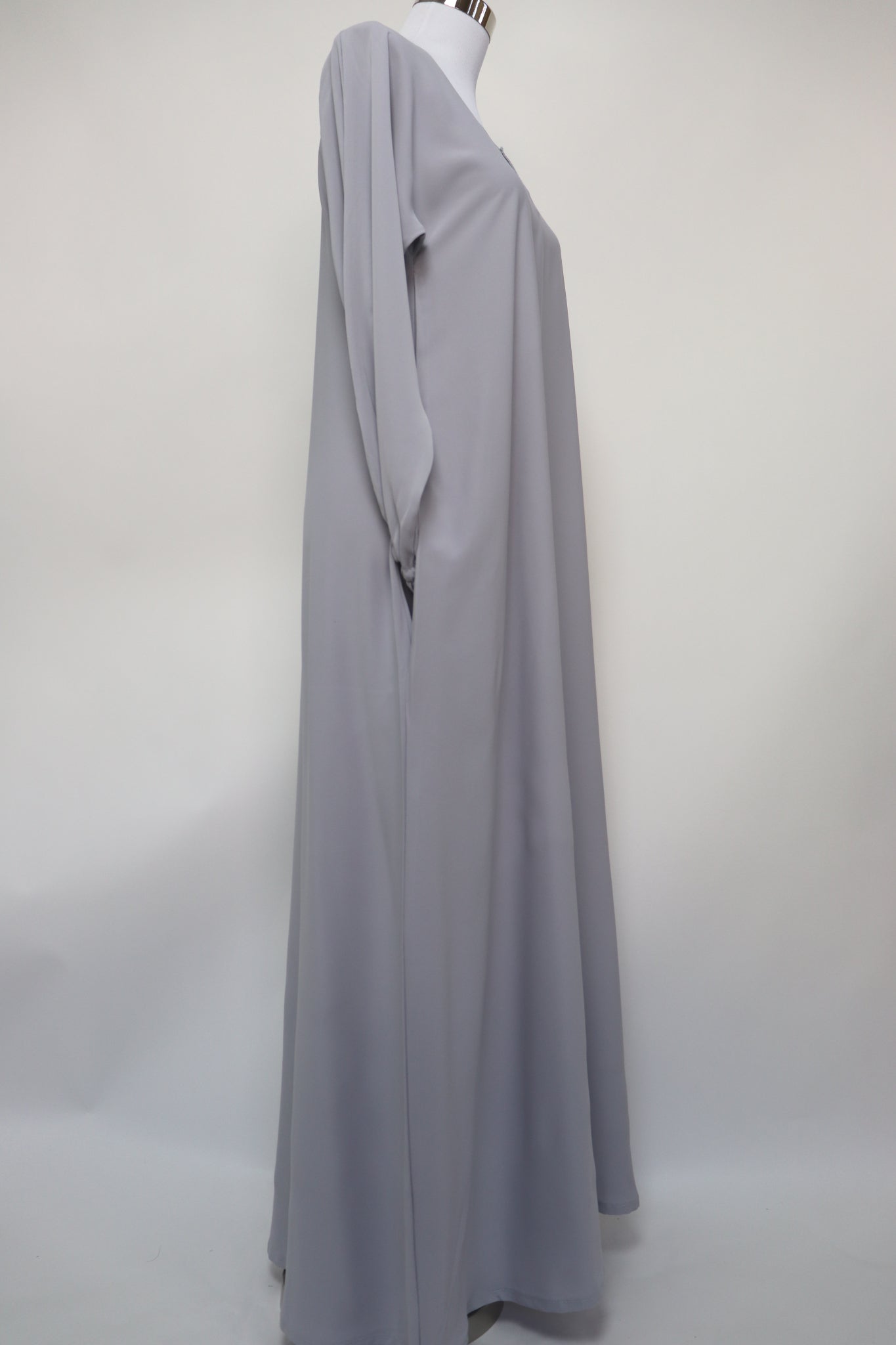 Classic Plain Everyday Cuffed Abaya - Light Gray