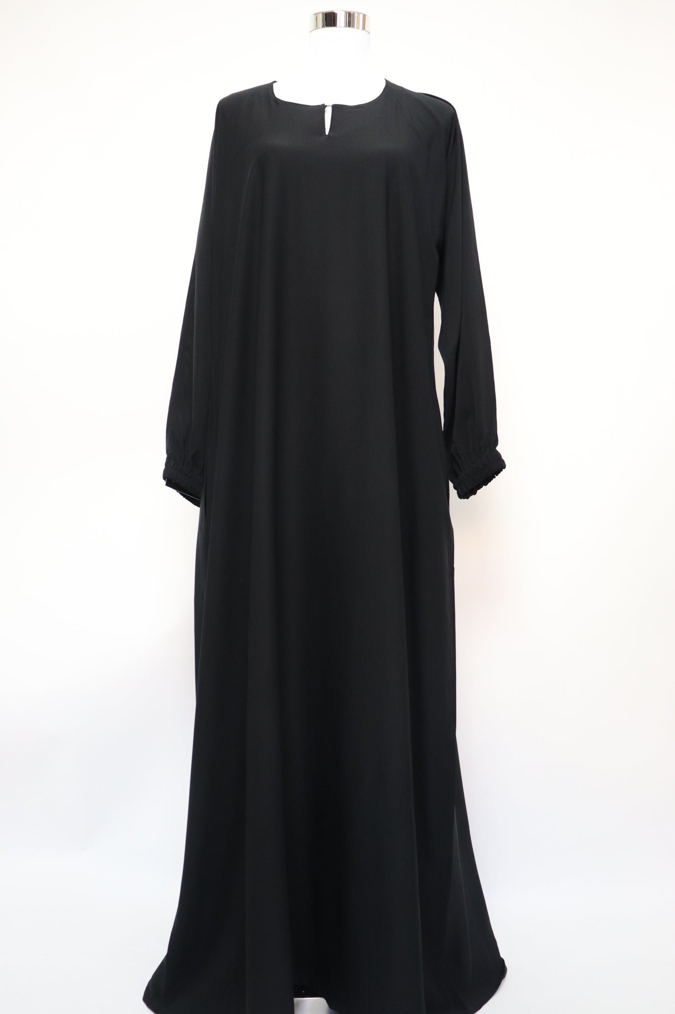 Classic Plain Everyday Cuffed Abaya - Black