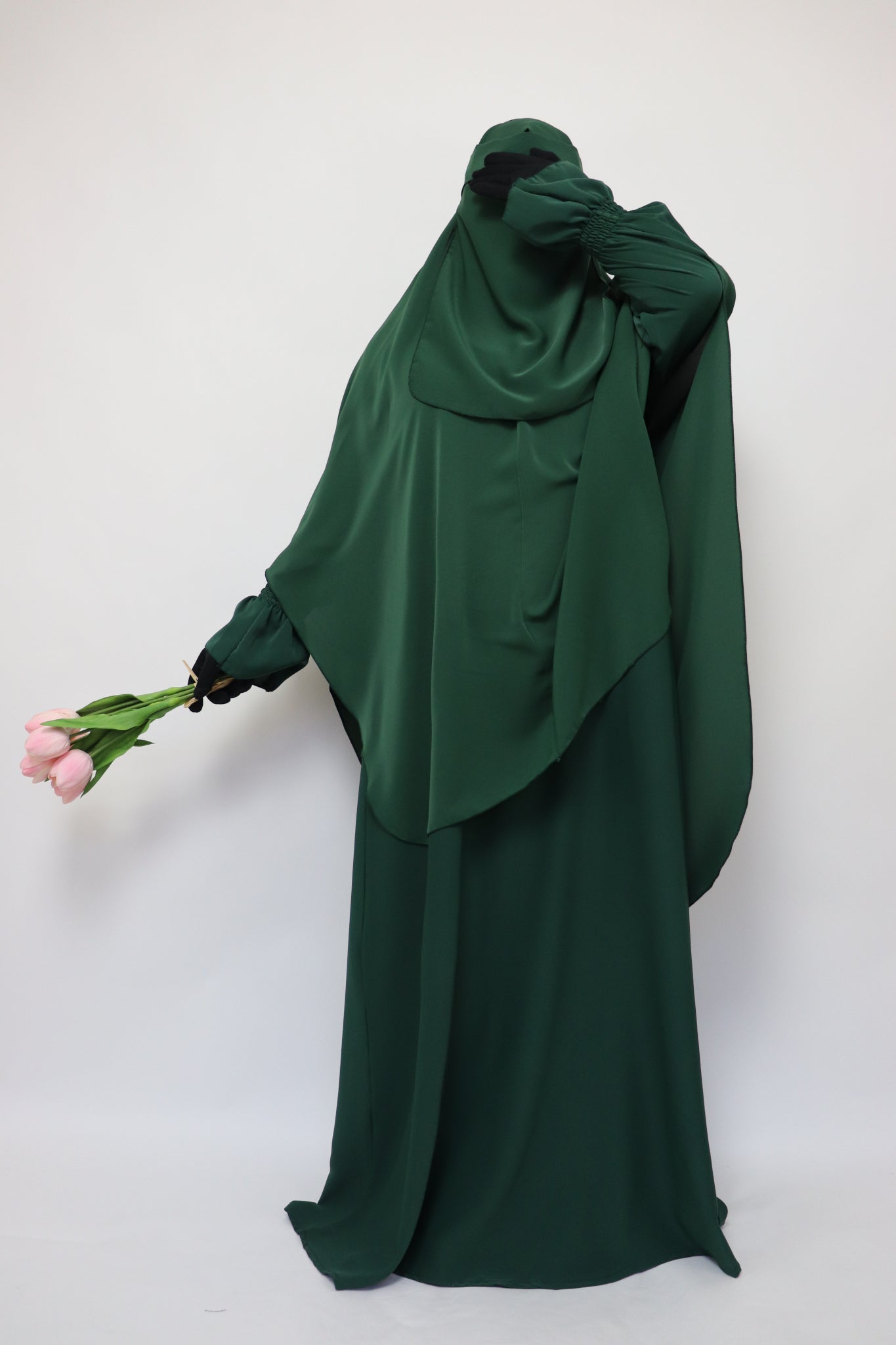 3 Piece Abaya Khimar and Niqab Set - Emerald