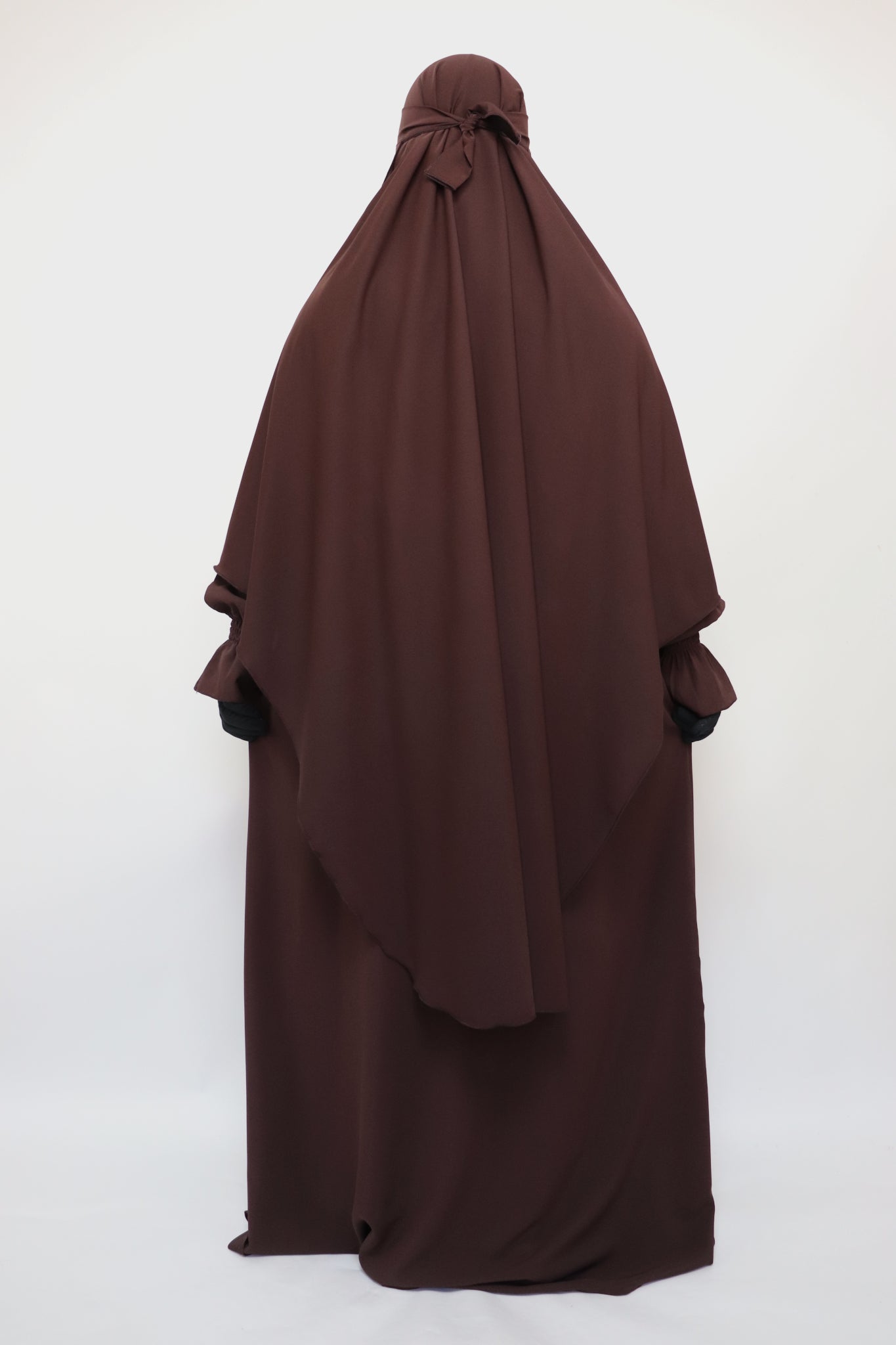 3 Piece Abaya Khimar and Niqab Set - Choco Brown