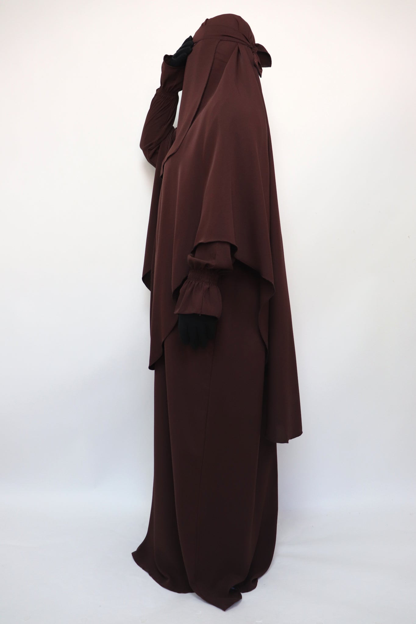 3 Piece Abaya Khimar and Niqab Set - Choco Brown