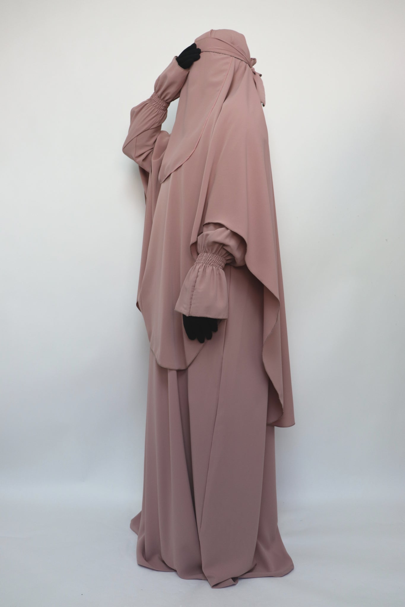 3 Piece Abaya Khimar and Niqab Set - Blush Pink