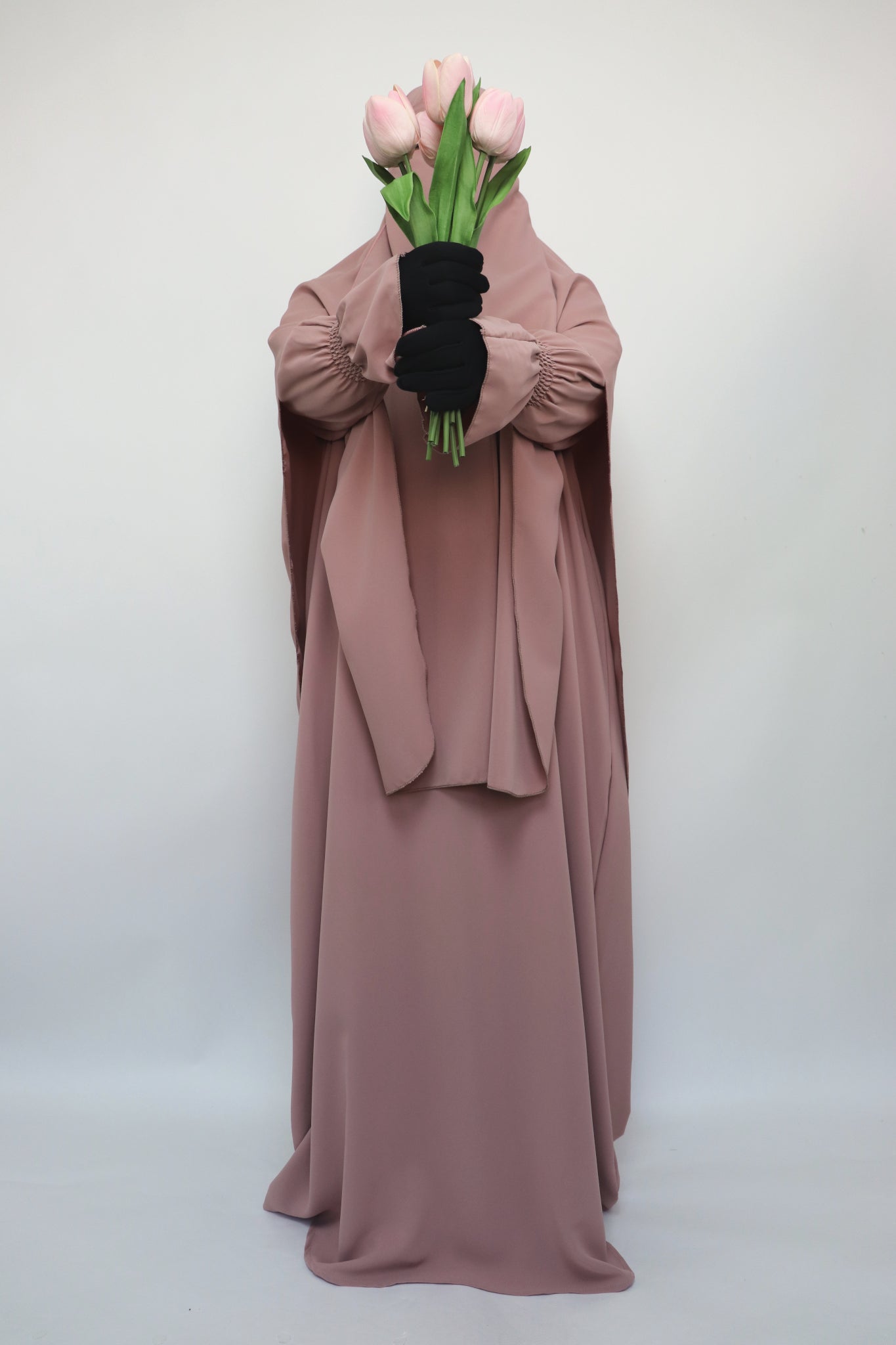 3 Piece Abaya Khimar and Niqab Set - Blush Pink