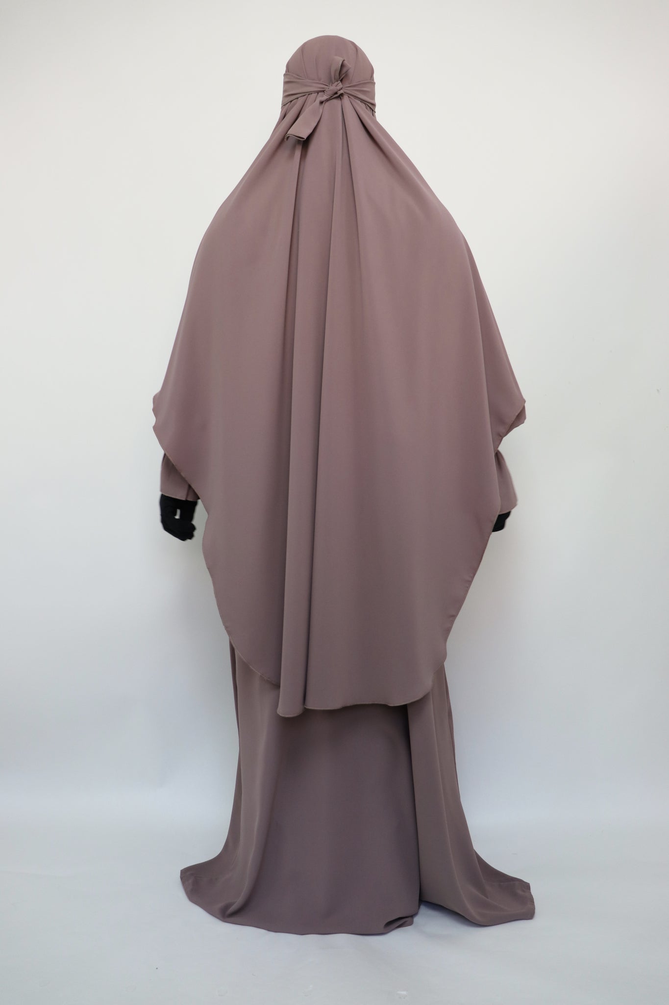 3 Piece Abaya Khimar and Niqab Set - Purplish Taupe