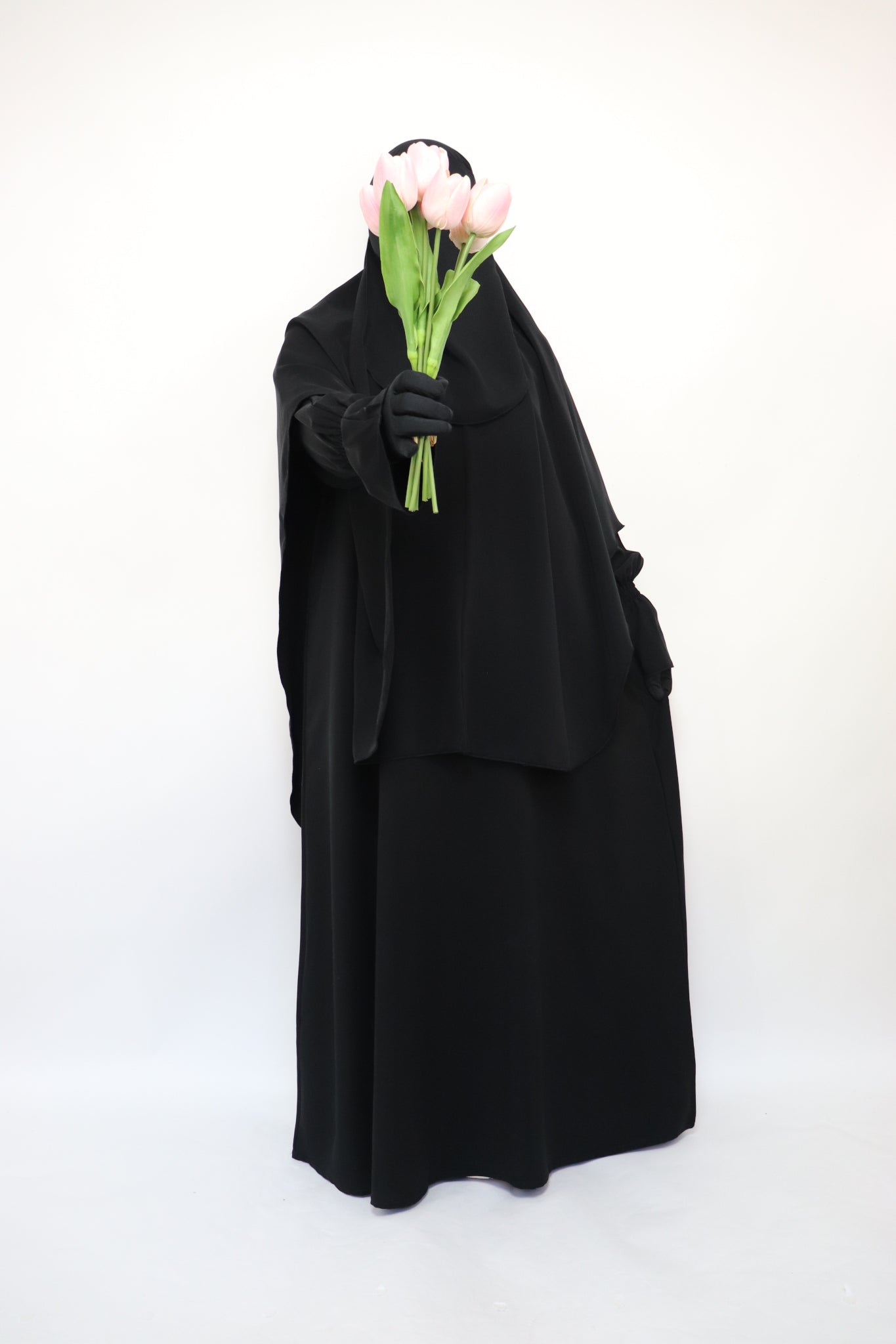 3 Piece Abaya Khimar and Niqab Set - Black