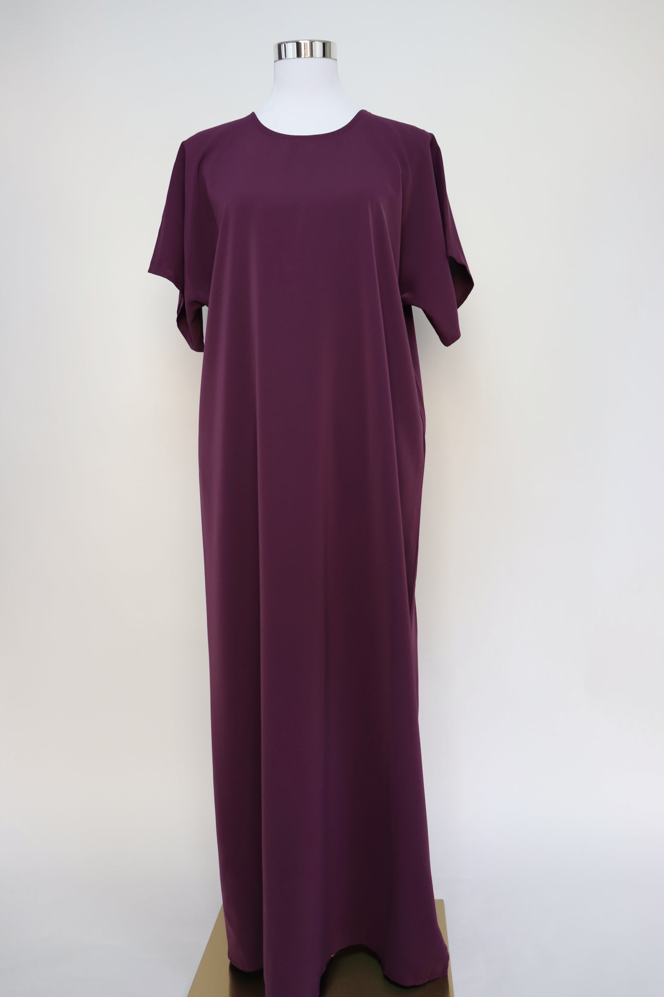 3 Piece Set Floral Lace Trim Abaya - Purple Plum