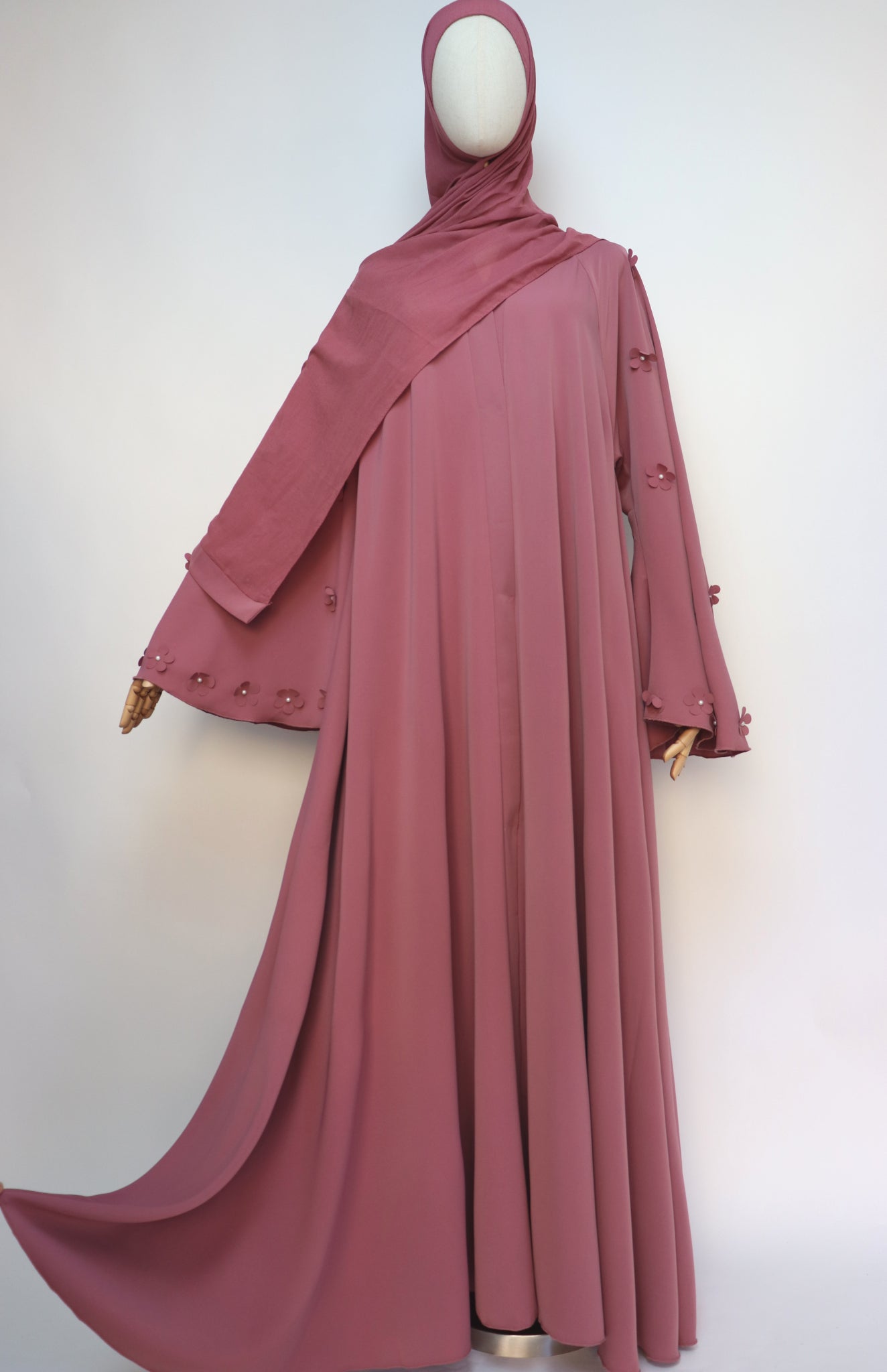 Open Flare Umbrella Daisy Abaya - Dusty Pink