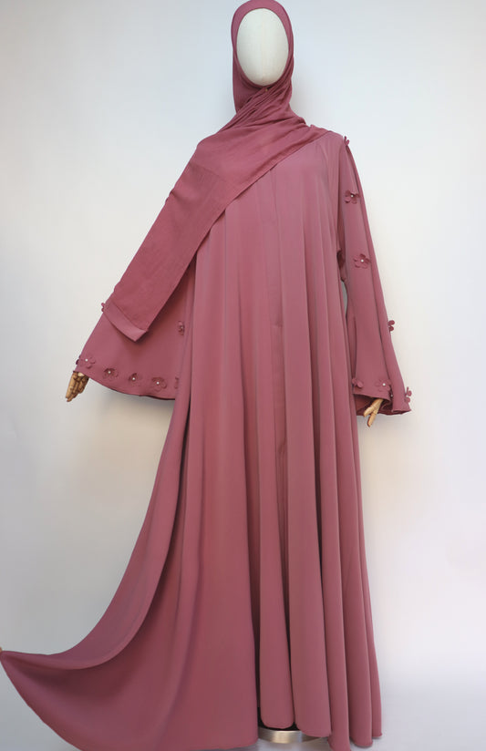 Open Flare Umbrella Daisy Abaya - Dusty Pink