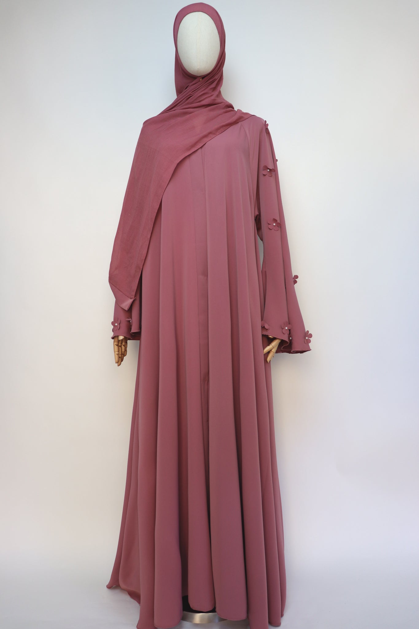 Open Flare Umbrella Daisy Abaya - Dusty Pink