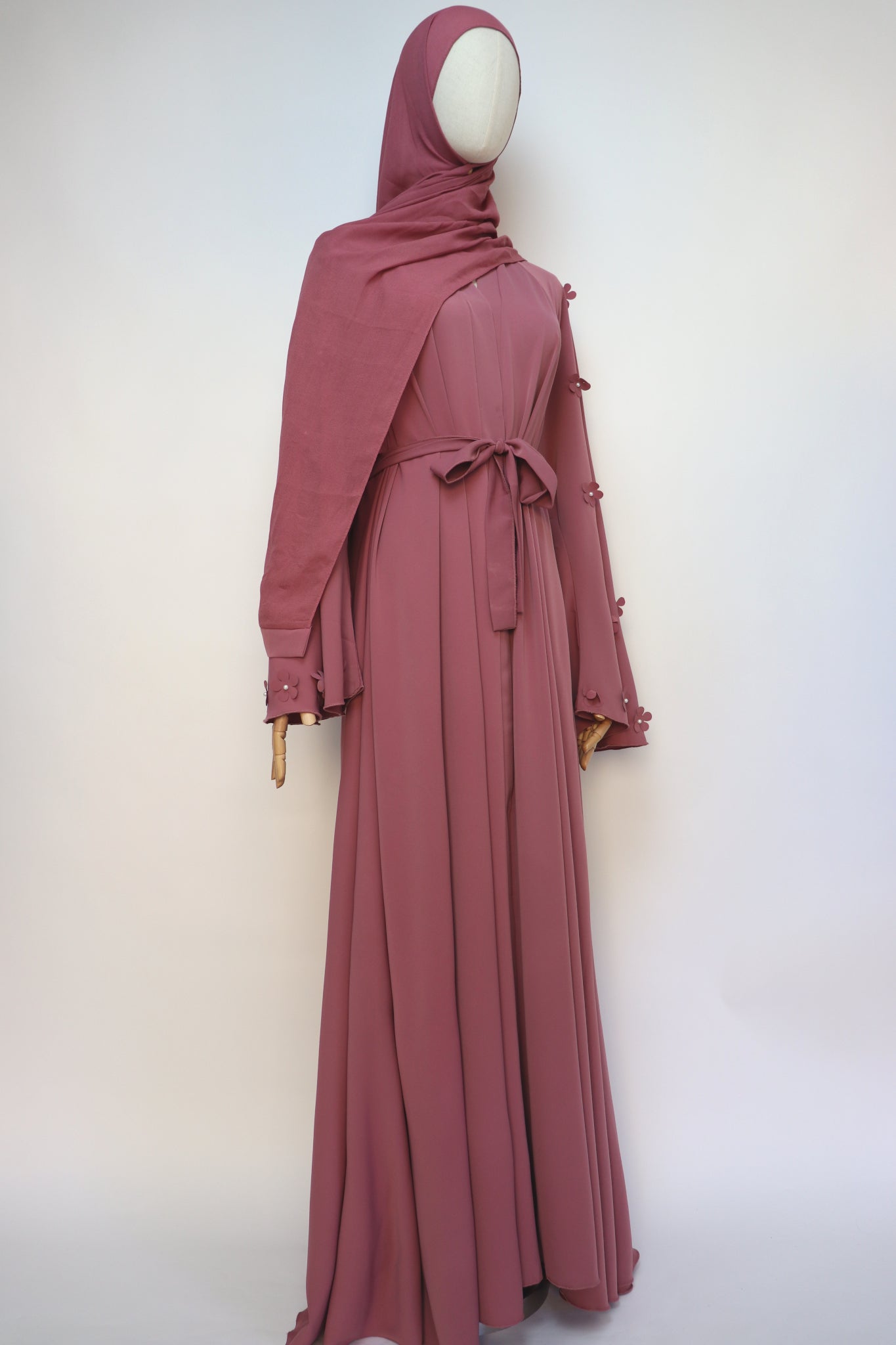 Open Flare Umbrella Daisy Abaya - Dusty Pink