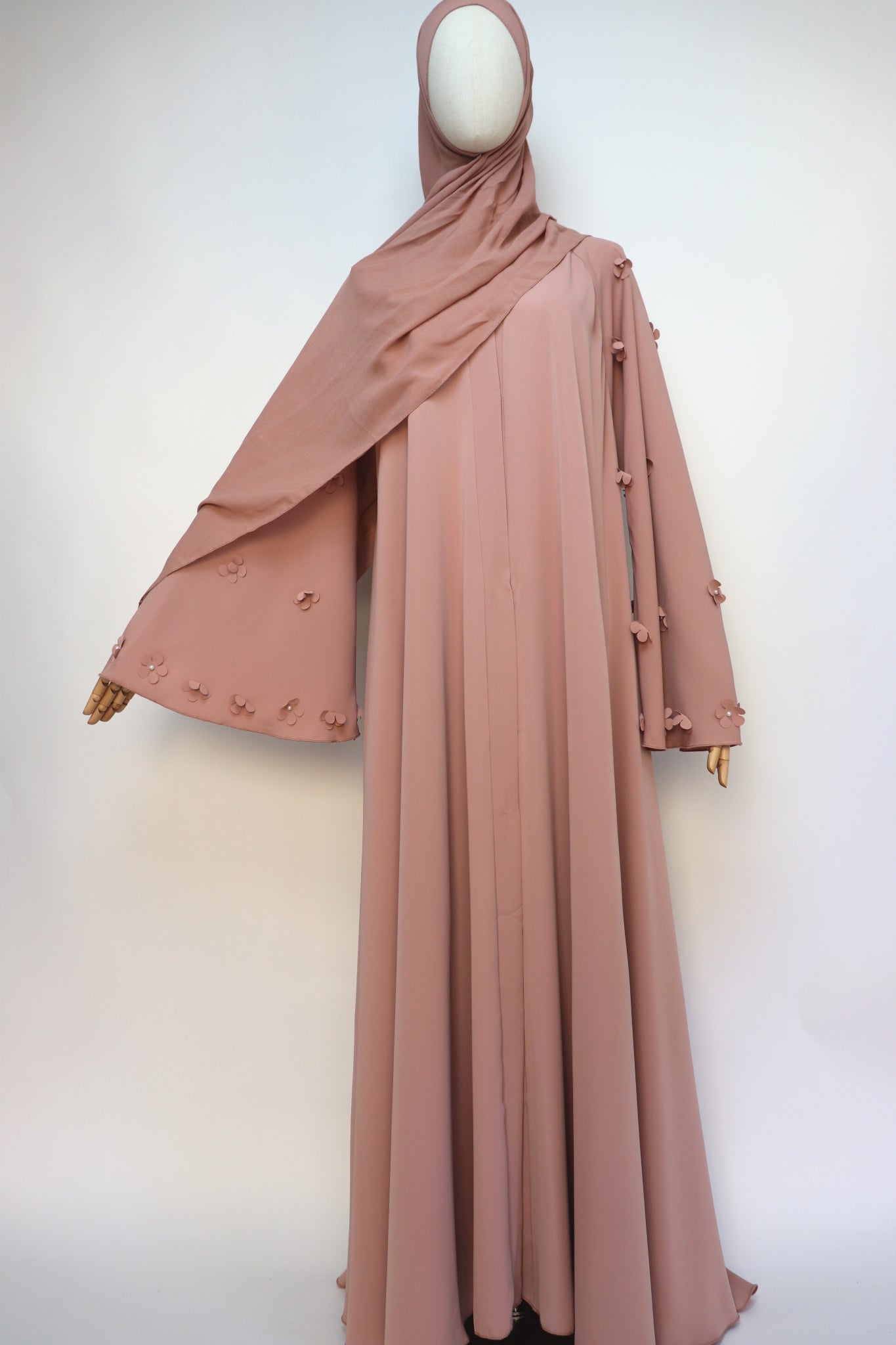 Open Flare Umbrella Daisy Abaya - Blush Pink