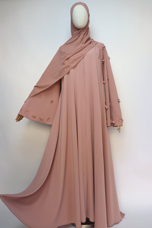 Open Flare Umbrella Daisy Abaya - Blush Pink