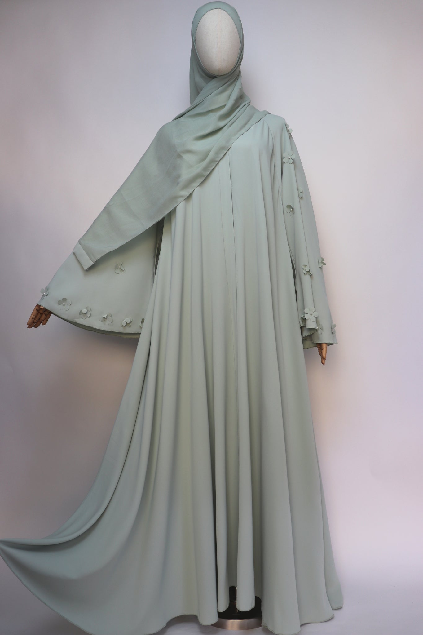 Open Flare Umbrella Daisy Abaya - Light Sage