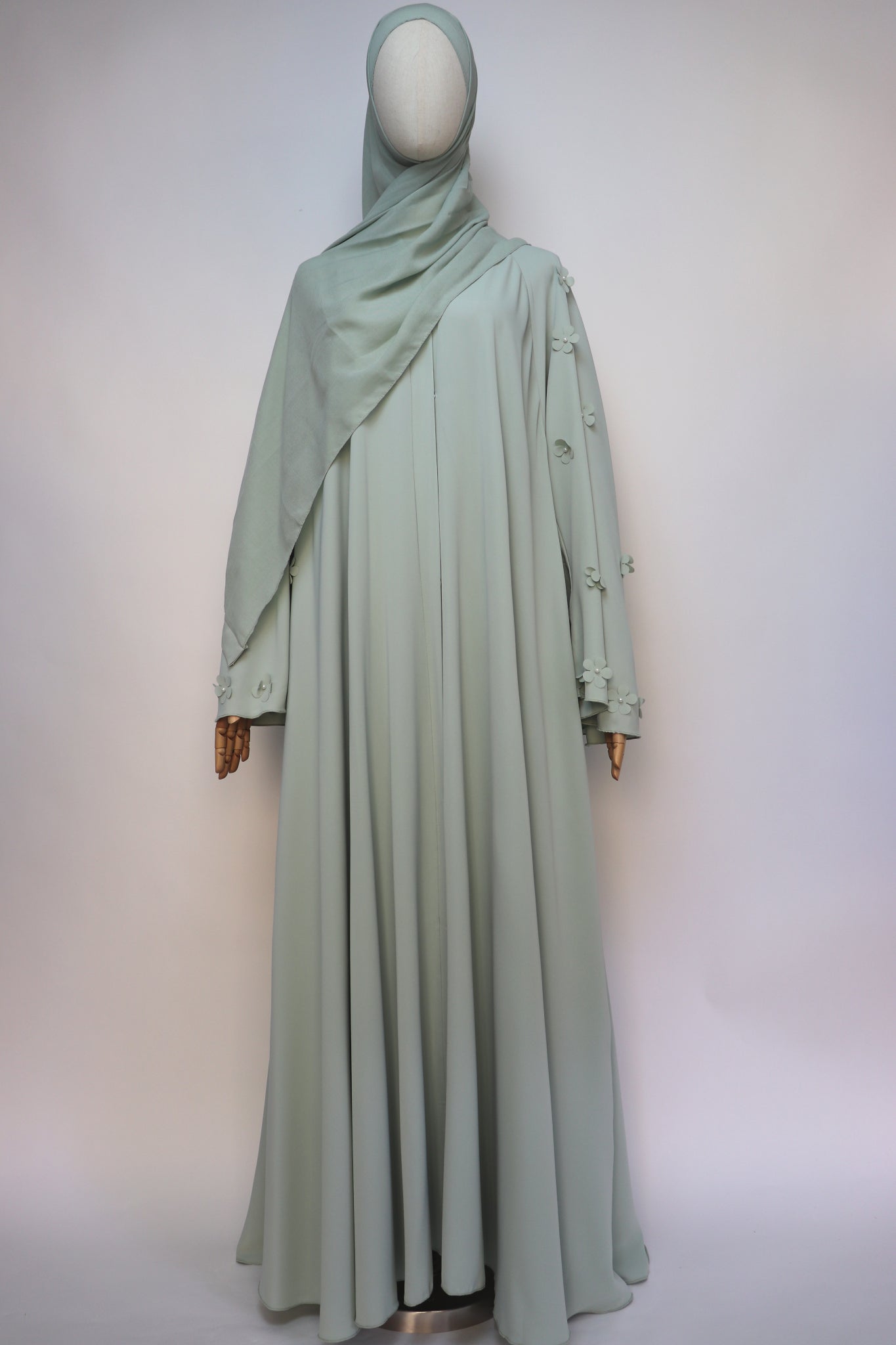 Open Flare Umbrella Daisy Abaya - Light Sage