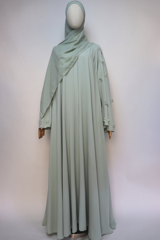 Open Flare Umbrella Daisy Abaya - Light Sage