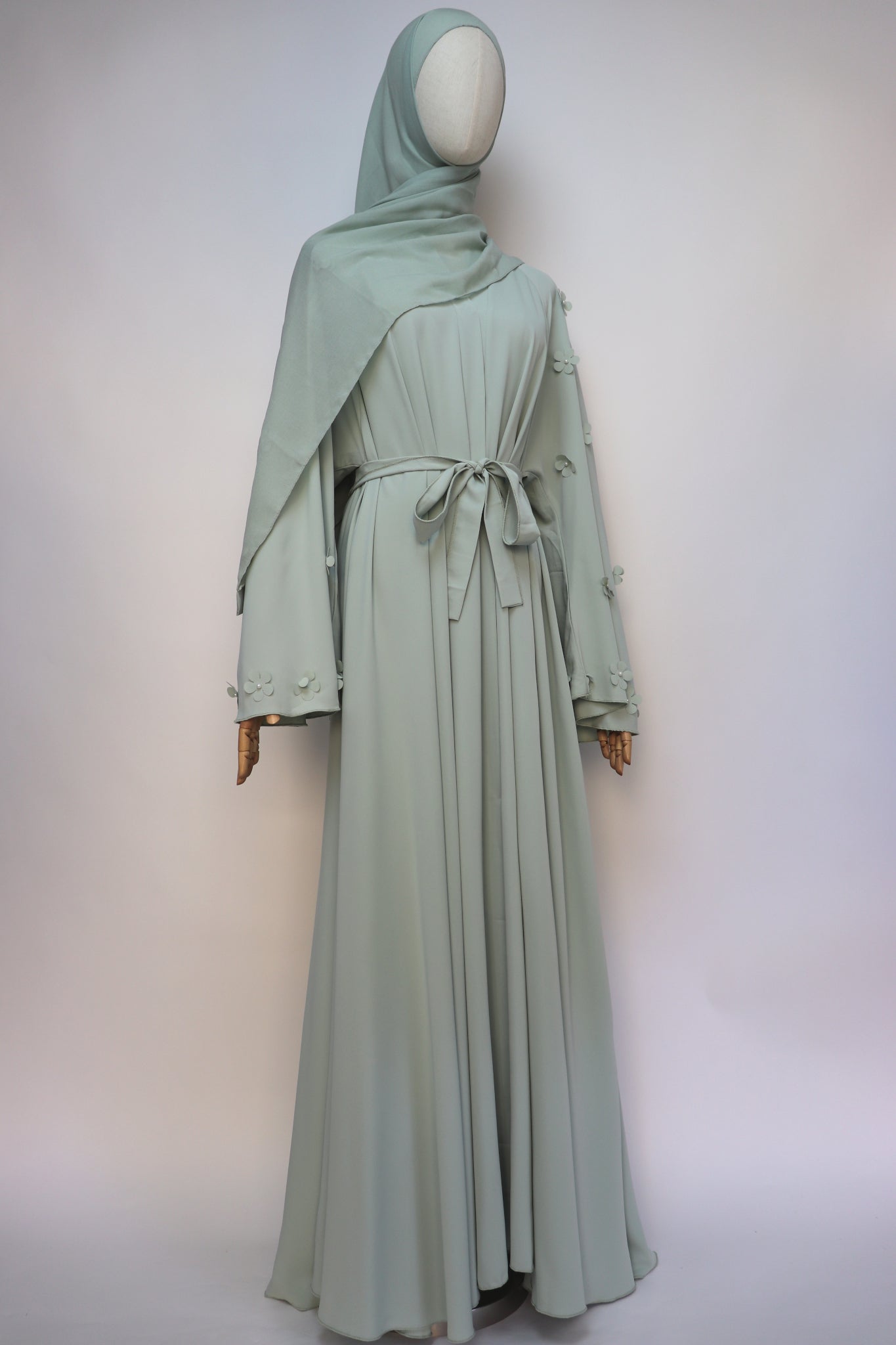 Open Flare Umbrella Daisy Abaya - Light Sage