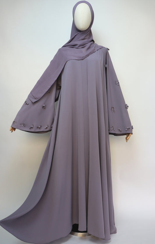 Open Flare Umbrella Daisy Abaya - Deep Lilac