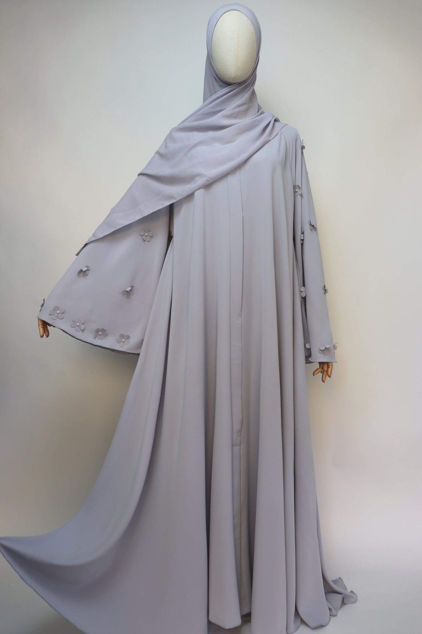 Open Flare Umbrella Daisy Abaya - Pale Gray