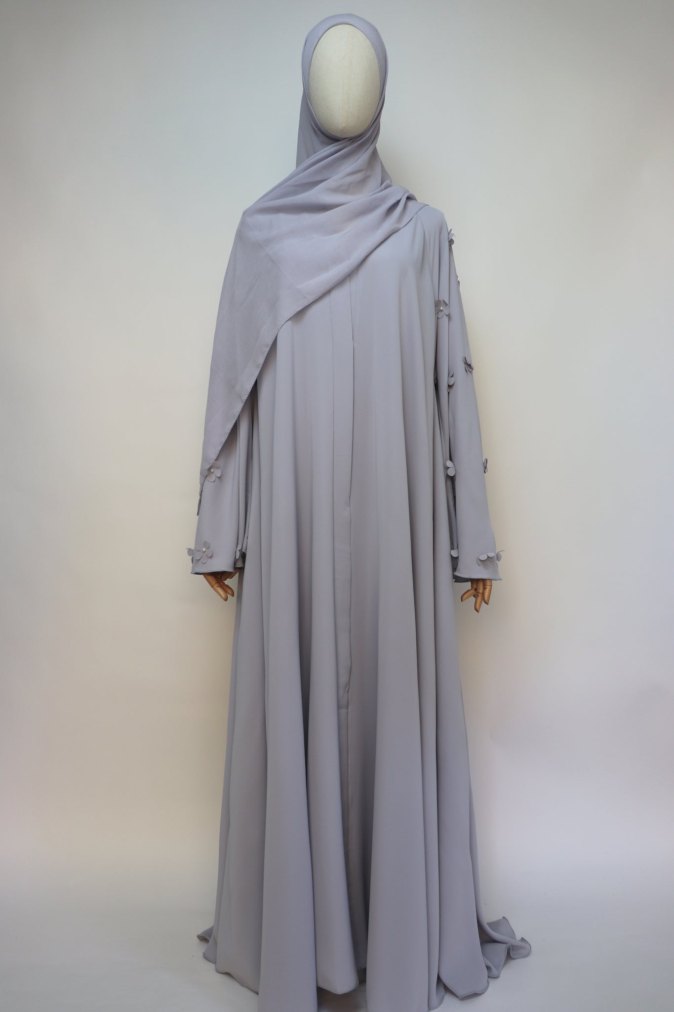 Open Flare Umbrella Daisy Abaya - Pale Gray