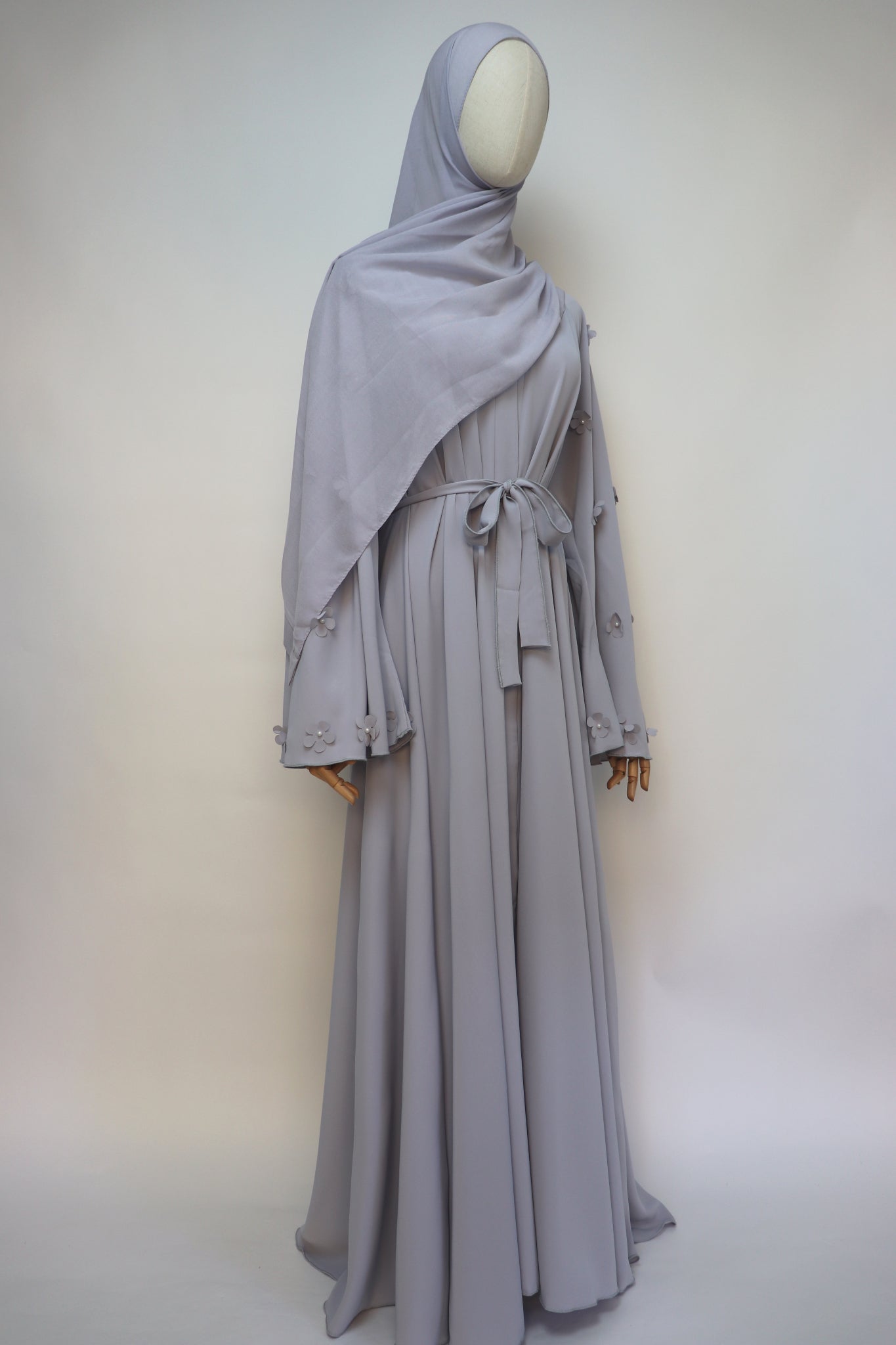 Open Flare Umbrella Daisy Abaya - Pale Gray