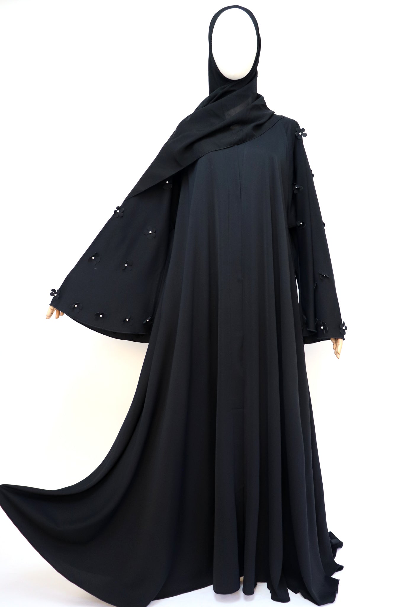 Open Flare Umbrella Daisy Abaya - Black