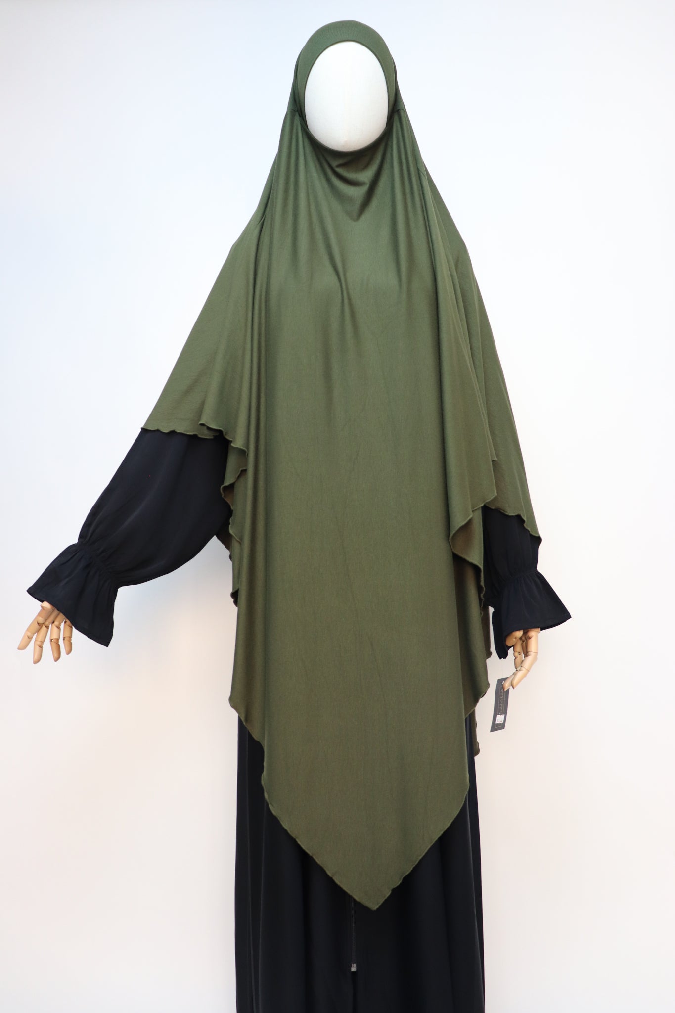 XL Ribbed Jersey Tie Back Diamond Khimar - Olive