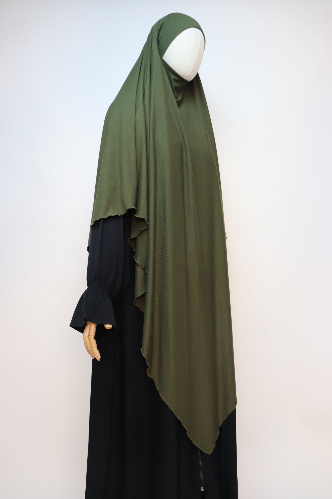 XL Ribbed Jersey Tie Back Diamond Khimar - Olive