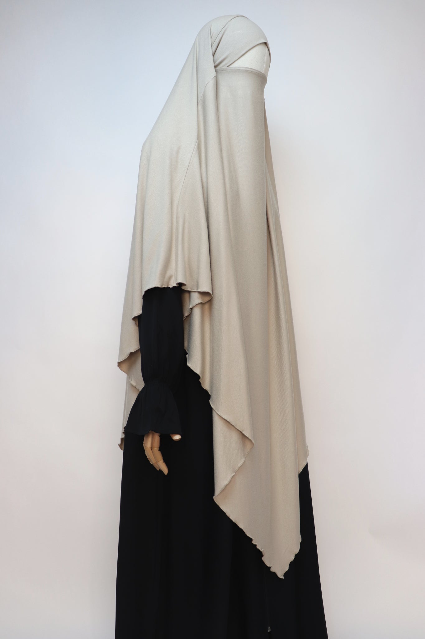 XL Ribbed Jersey Tie Back Diamond Khimar - Bone