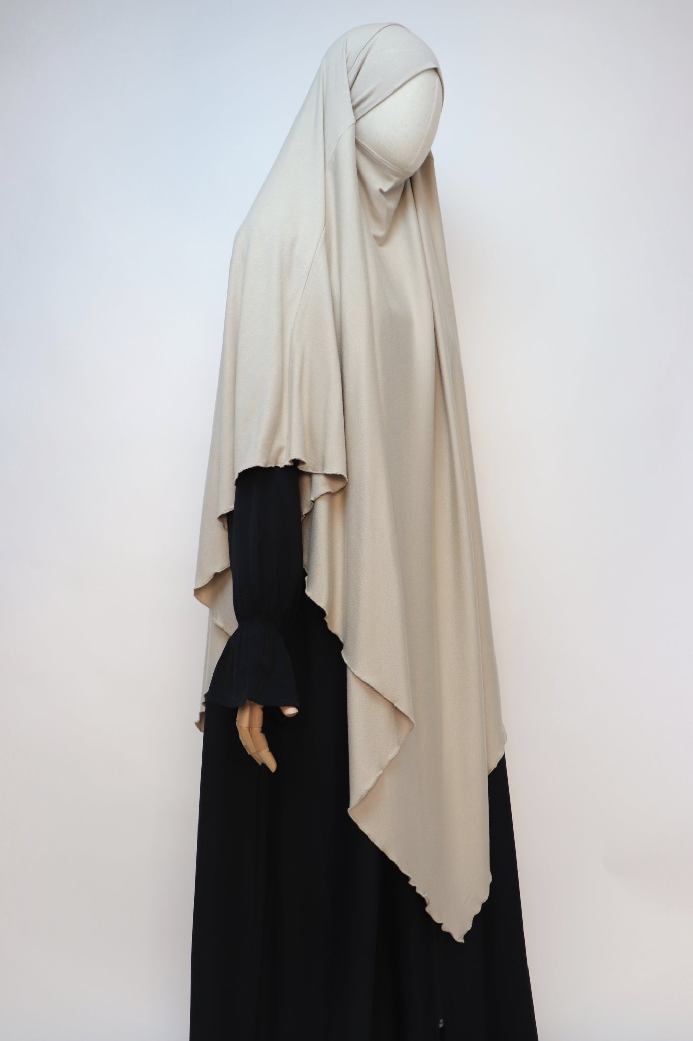 XL Ribbed Jersey Tie Back Diamond Khimar - Bone