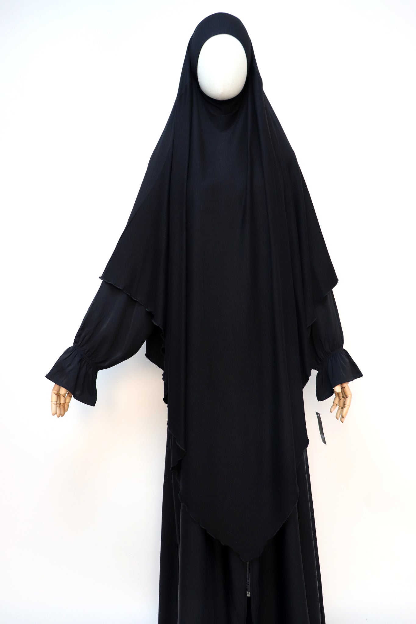 XL Ribbed Jersey Tie Back Diamond Khimar - Black