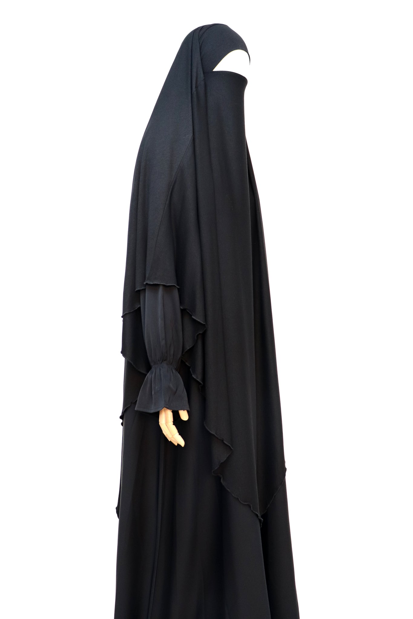 XL Ribbed Jersey Tie Back Diamond Khimar - Black