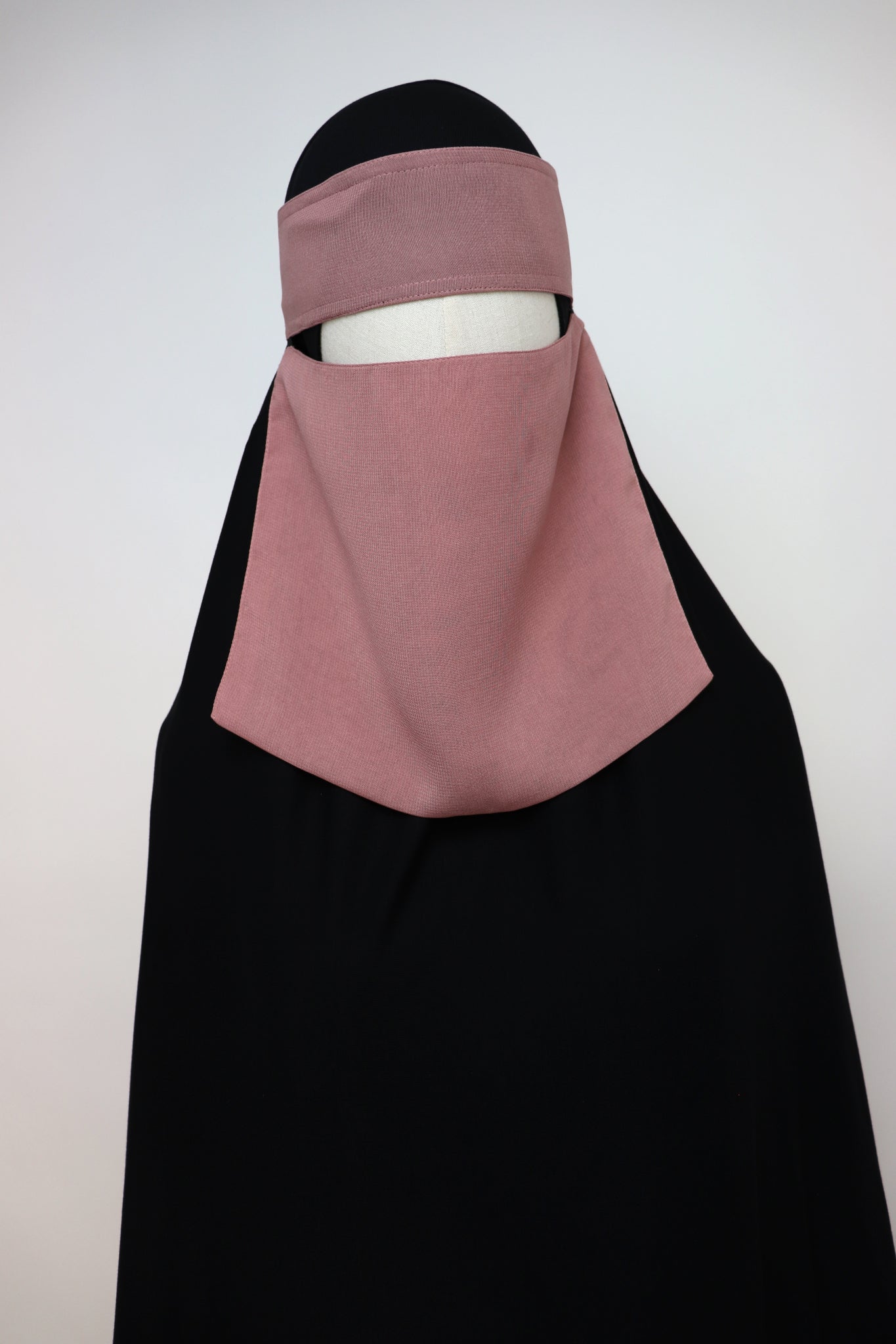 Bedoon Essm Pull-down One Layer Niqab "Short" - Soft Pink