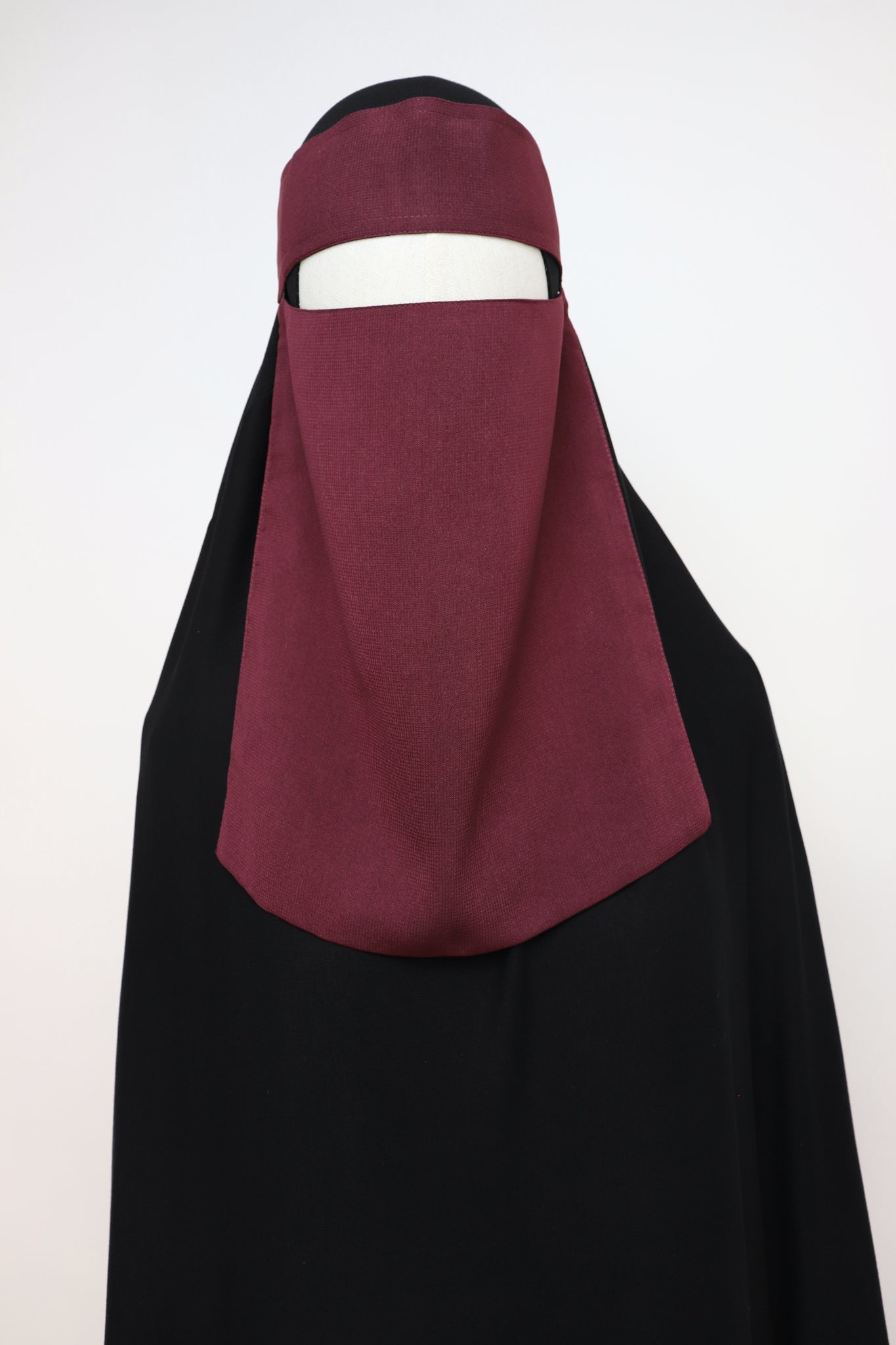 Bedoon Essm Pull-down One Layer Niqab - Burgundy