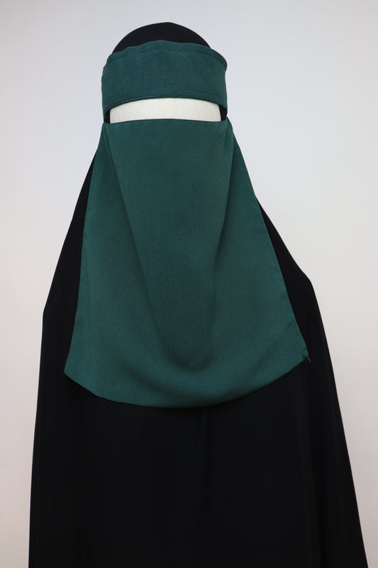 Bedoon Essm Pull-down One Layer Niqab - Emerald
