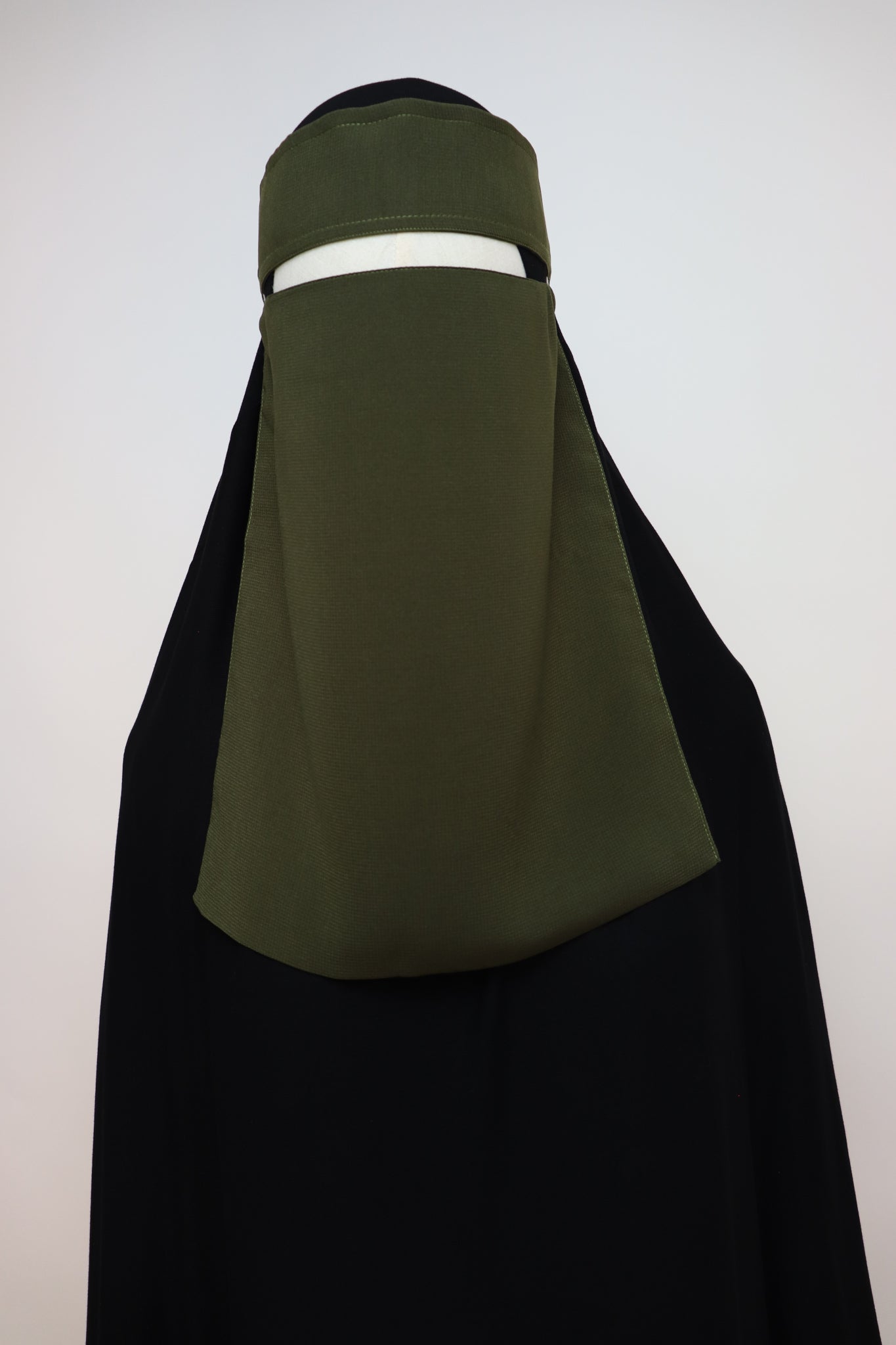 Bedoon Essm Pull-down One Layer Niqab - Olive