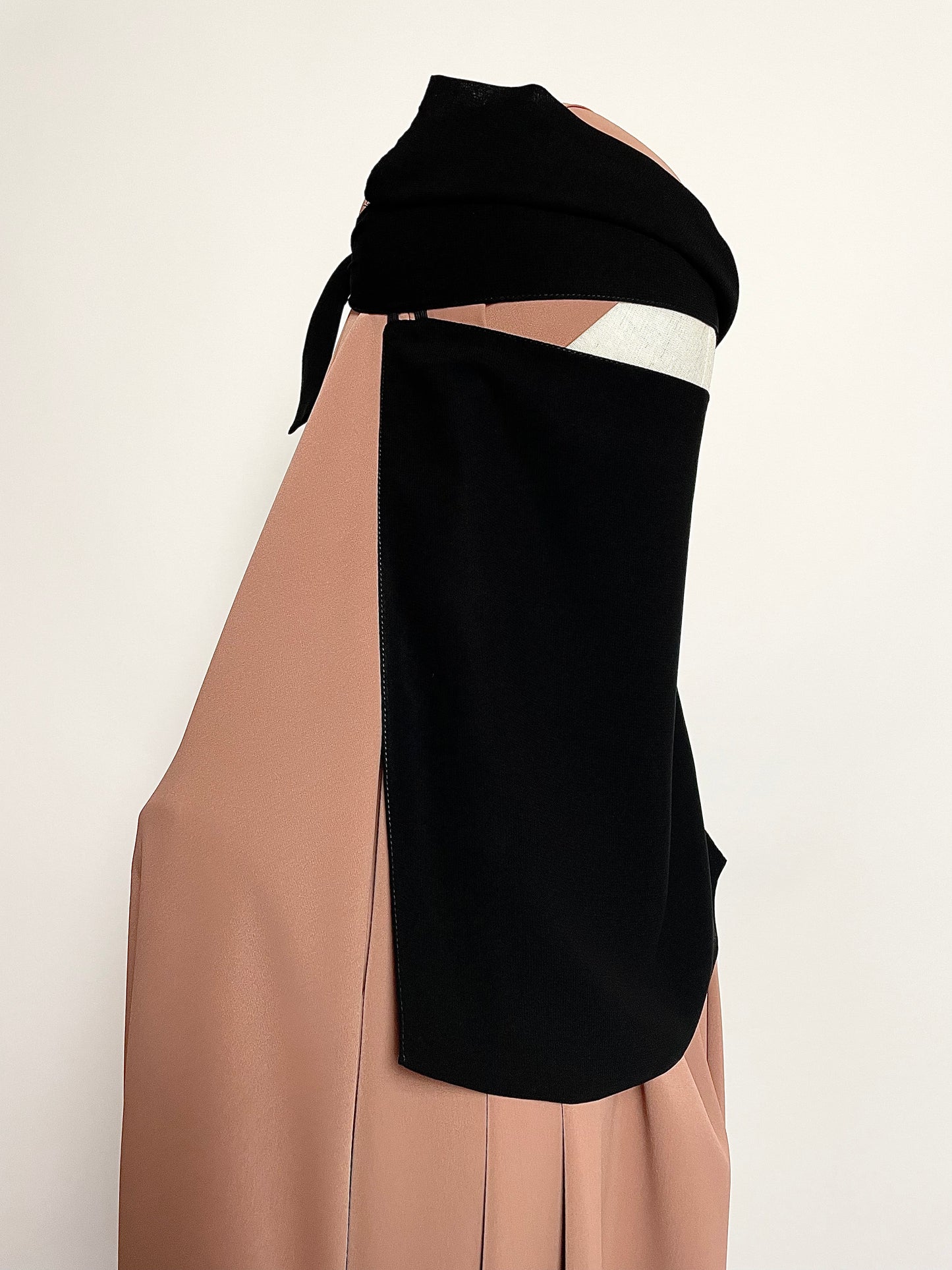 Flap Pull-down One Layer Niqab - Black
