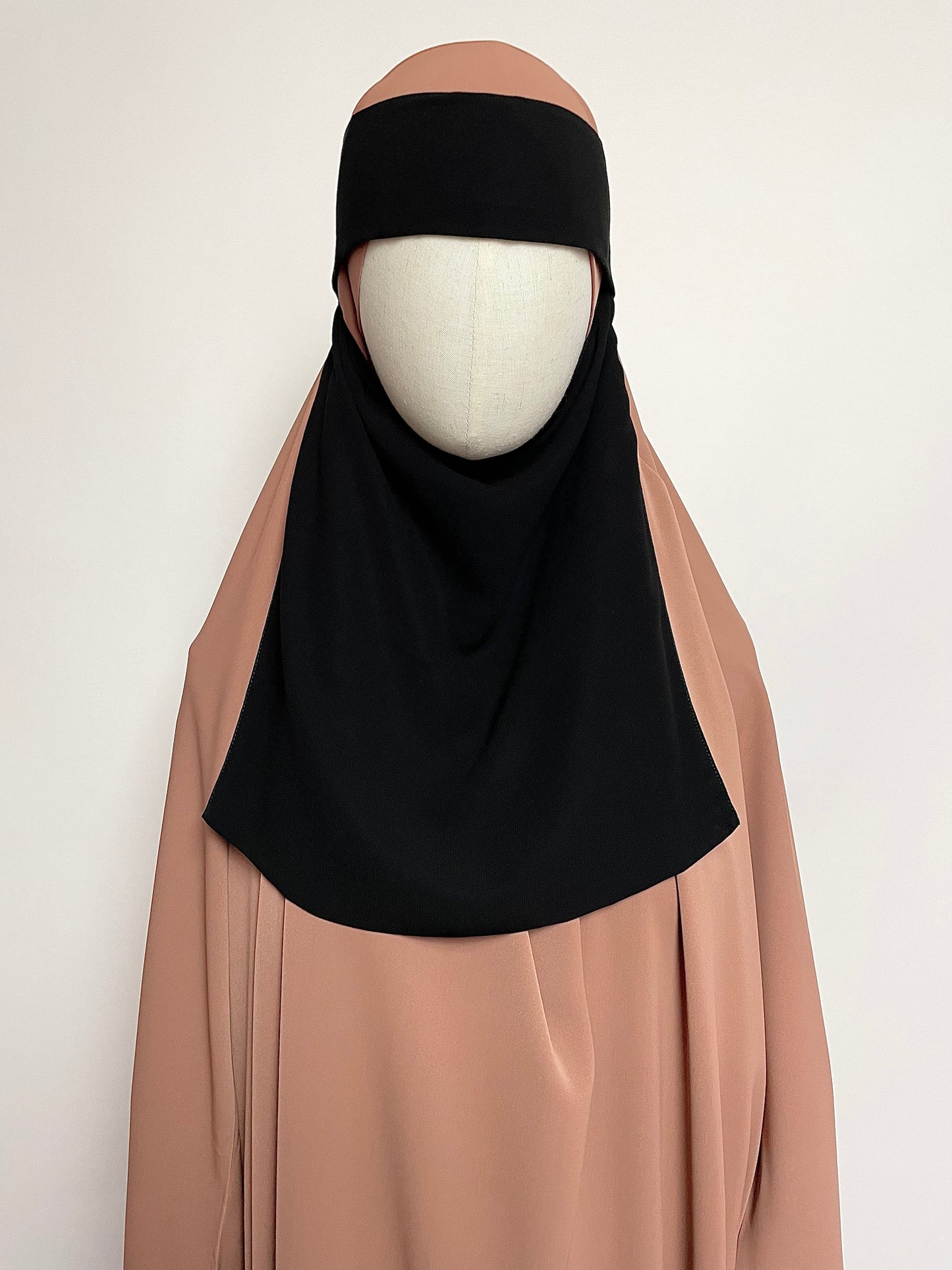 Flap Pull-down One Layer Niqab - Black