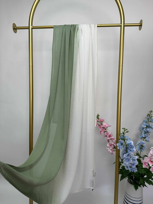 Ombre Maxi Modal Hijab - Pistachio / White