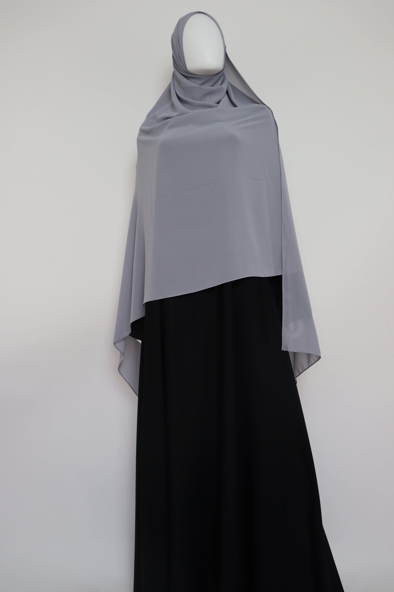 XL Premium Chiffon Hijab and Niqab Set - Light Gray