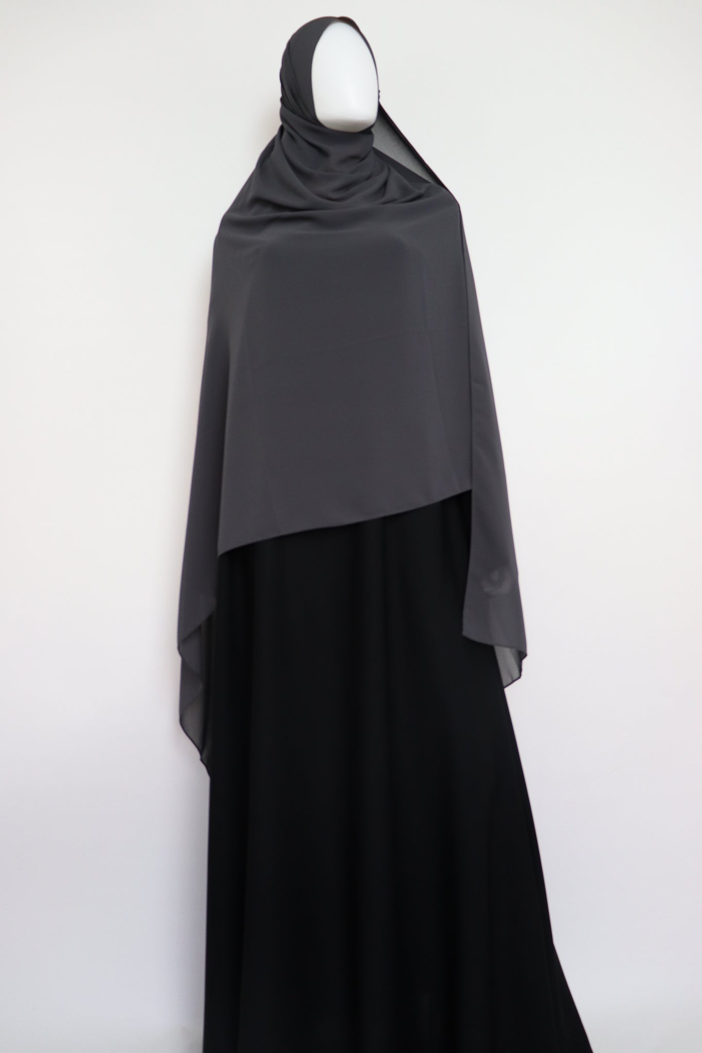 XL Premium Chiffon Hijab and Niqab Set - Charcoal