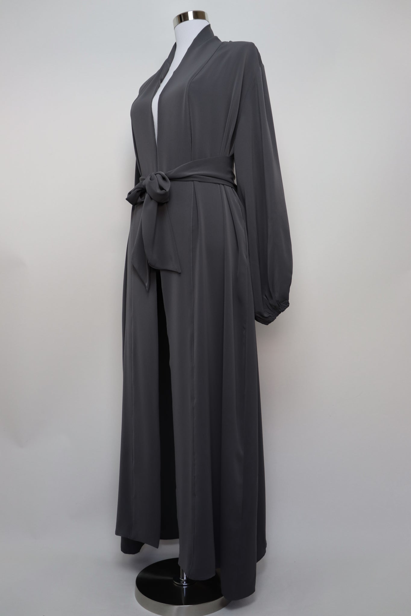 Open Kimono Abaya Cardigan - Charcoal
