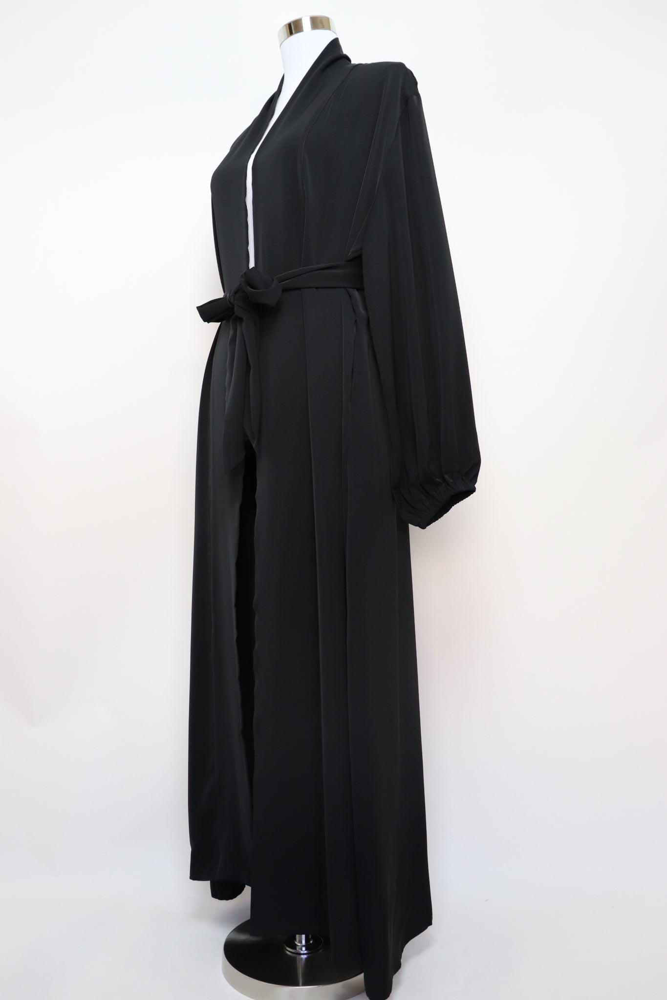 Open Kimono Abaya Cardigan - Black