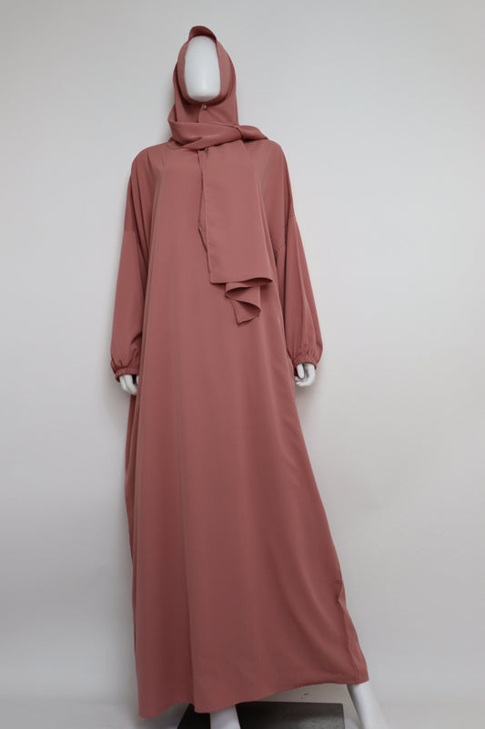 Abaya with Hijab - Coral Pink