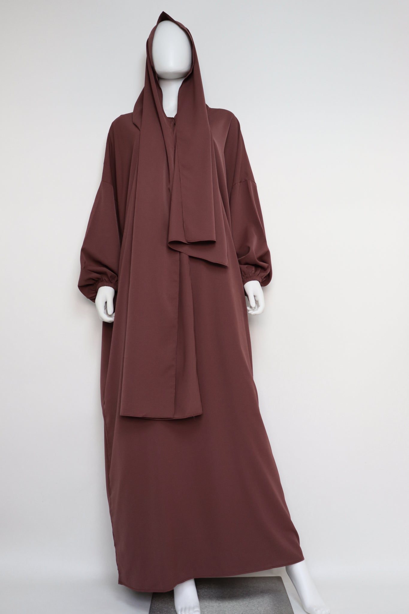 Abaya with Hijab - Dark Rosewood