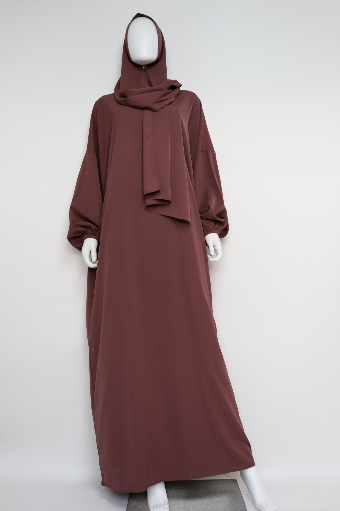 Abaya with Hijab - Dark Rosewood